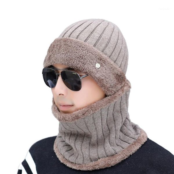 

men wool cashmere hat winter hat knitted thick skullies beanies male knitting hats for man add boy velvet cap1