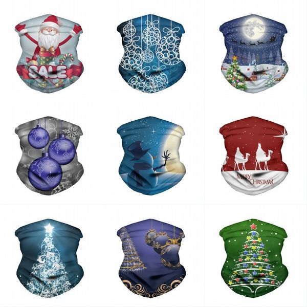 

dhl shipping women men cycling face mask santa claus print neck gaiter seamless bandana reusable face cover xmas party favor kimiter-x737fz, Blue;black