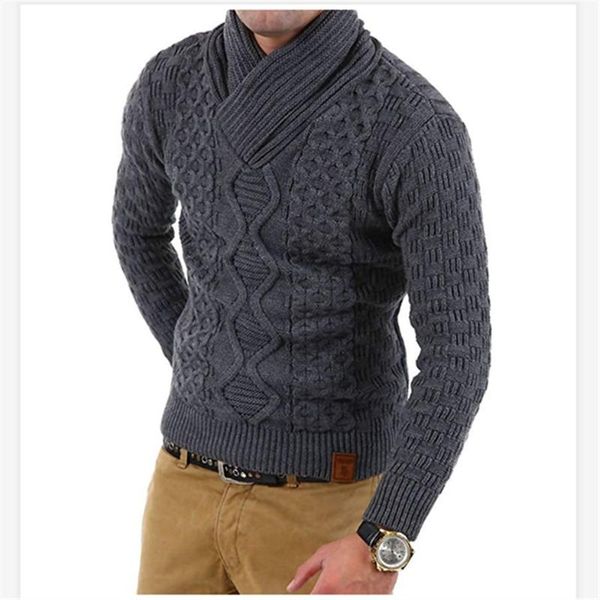 

sweater men 2021 autumn winter new men's solid color pattern woven turtleneck pullovers thick style full warm men's sweater, White;black