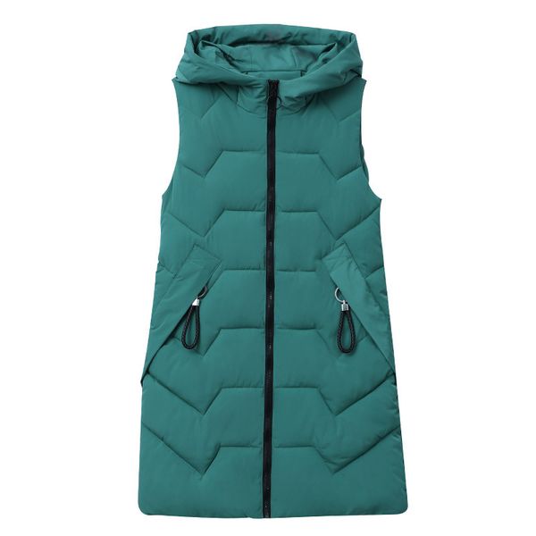 

autumn winter vest women waistcoat 2020 female sleeveless vest jacket hooded warm long vest coat colete feminino large size 1023, Black;white