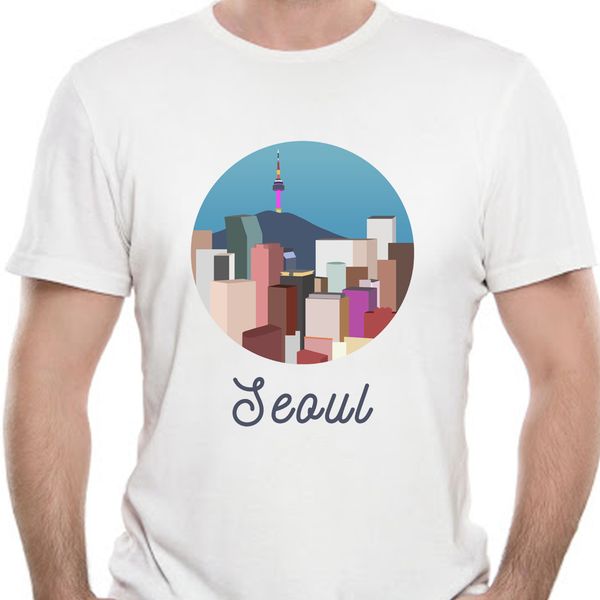 

men tshirt seoul south korea city art city illustration funny shirts cool printed t-shirt tees 9757a sport hooded sweatshirt hoodie