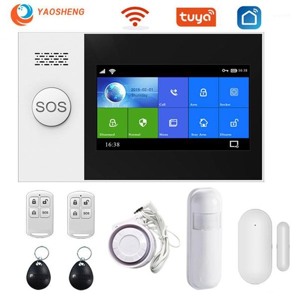 

pg-107 wifi gsm tuya smart alarm home security system with pir motion sensor door sensor safety wireless alarm kits1
