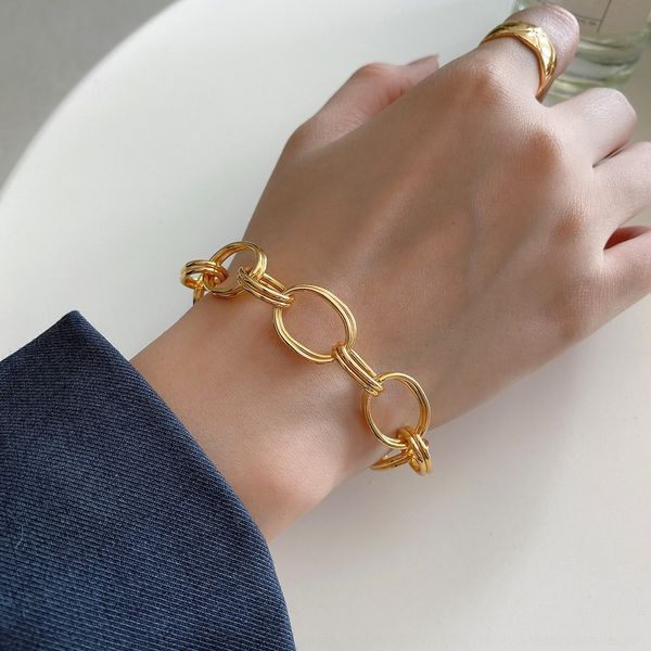 

arovw ring french fashion bracelet sterling silver double industry heavy bracelet ring celi 925 v4q9w, Golden;silver