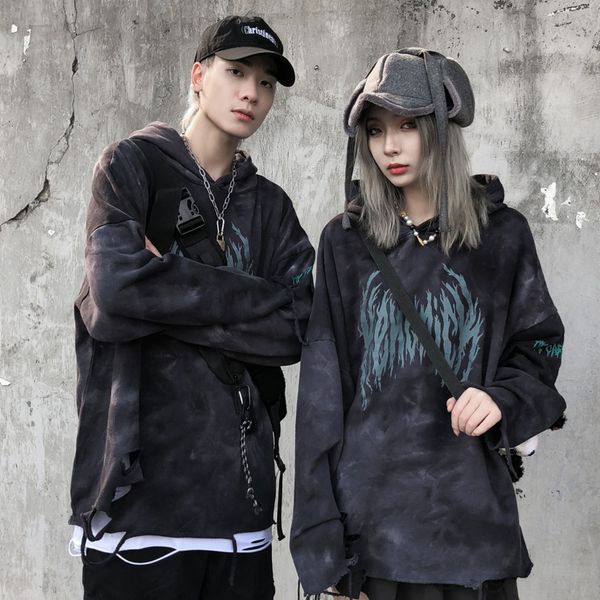 

aelfric casual destroyed ripped hooded 2019 cotton men oversize hoodie harajuku male pullover c1011 hip hop streetwear eden sweatshirt oief, Black