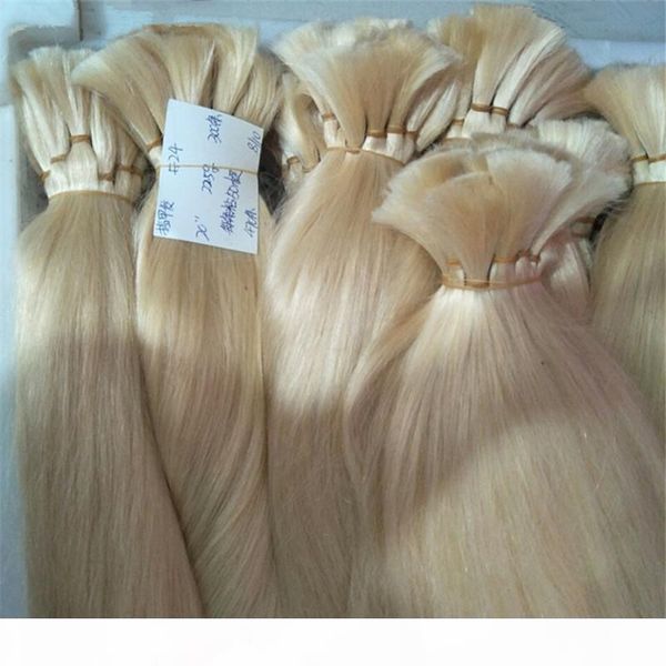 

promotion 613 bleach blonde human braiding hair bulk no weft straight brazilian human hair buy 300gram, Black