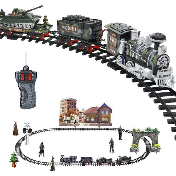 

rc conveyance rail car electric steam smoke track train simulation model rechargeable set model toy for toy children's gift play
