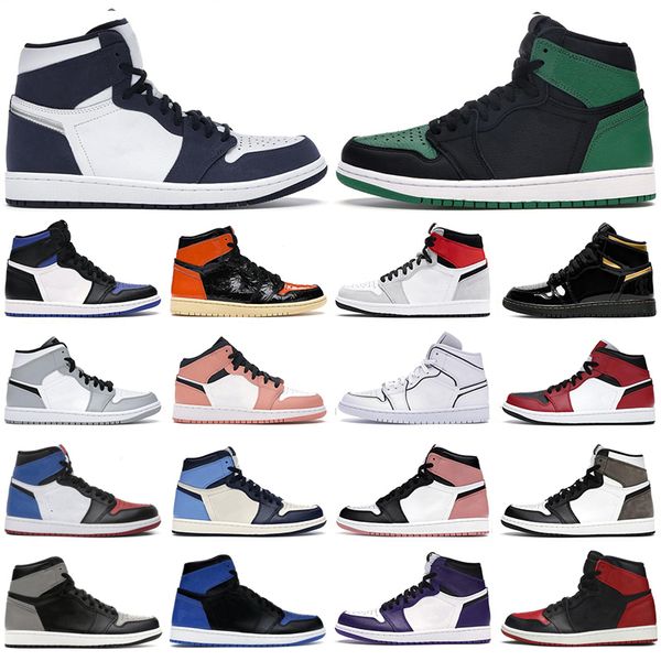 

2021 basketball shoes jumpman 1 men women 1s high og midnight navy black metallic gold light smoke grey twist royal mens sports sneakers