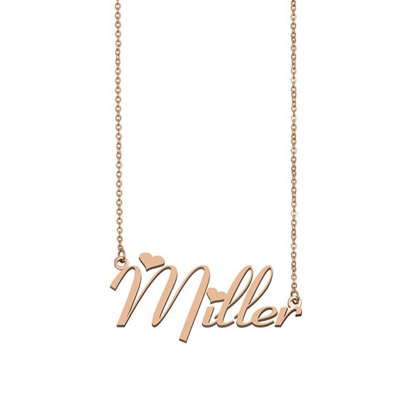 

miller name necklace custom nameplate pendant for women girls birthday gift kids friends jewelry 18k gold plated stainless steel, Silver