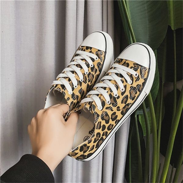 

new leopard canvas casual trend men's wild student cloth shoes y200801, Black