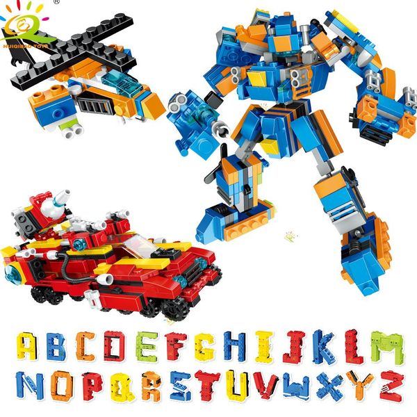 

huiqibao 895pcs english letters robot building blocks city creator car helicopter bricks set construction children toys yxlgej rimmer