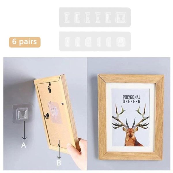 

hooks & rails 6pcs home double-sided adhesive wall multifunctional transparent strong punch-suction cup hook for kitchen