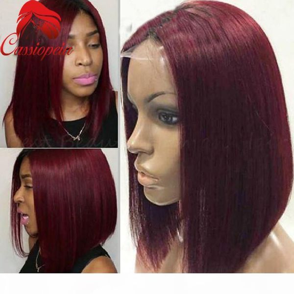 

rihana short bob 99j lace wigs malaysian human hair full lace wigs for black women red bob cut lace front bob wigs, Black;brown