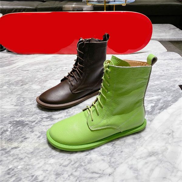 

deat] 2020 casual solid color lace up round toe pu leather single shoes women cool boots new spring summer fashion tide sf736, Black