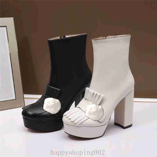 

classic cowhide short boots high heels ladies fashion thick heels black super high heel boots metal buckle leather women shoes 34-40