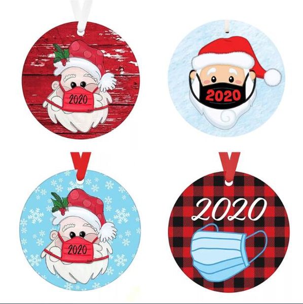 ücretsiz kargo ile 2020 Noel Santa Noel ağacı Asma kolye Yuvarlak Ahşap İşaret Noel Dekorasyon 10pcs