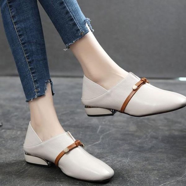 

2020 women double purpose single shoes all-match british style small leather shoes women's low heel loafers peas women's, Black