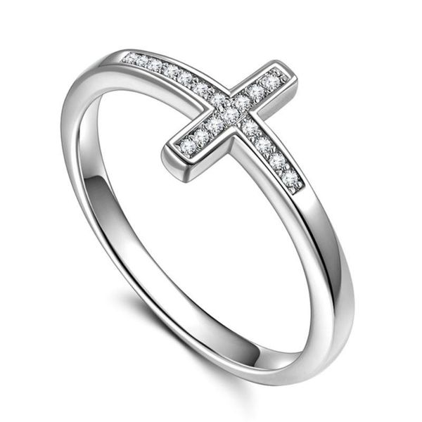 

cluster rings modyle exquisite silver plated ring for women eternity christian cross fashion party gifts jewelry, Golden;silver