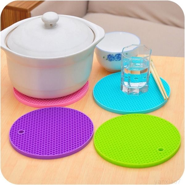 

round insulated silicone mats 18cm heat proof skid resistance pads for kitchen dinner tableware coffee cups