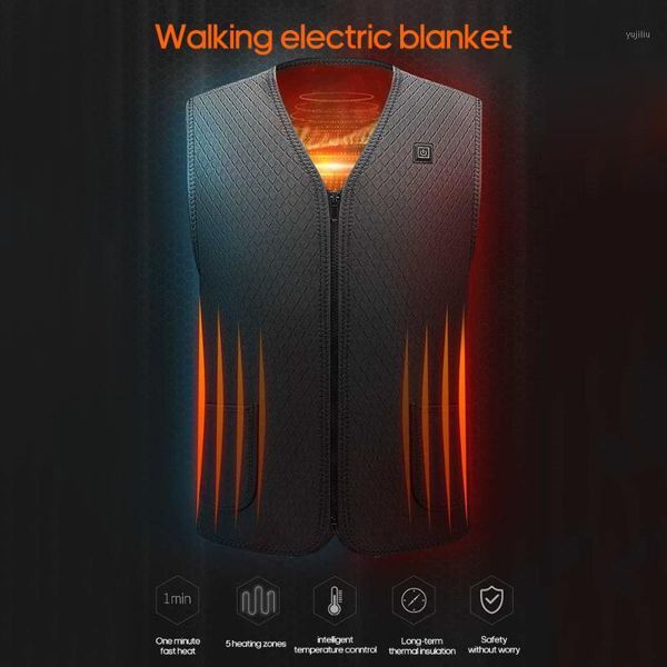 

outdoor t-shirts winter warm heating vest usb charging intelligent electric heated clothes submersible1, Gray;blue