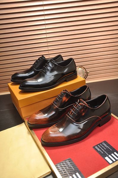 

men's dress shoes leather office business wedding handmade designer mixed color brogue formal pointed toe oxfords mens shoe, Black
