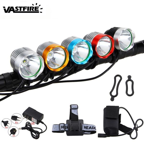 

portable bike lamp 2500 lumen xm-l t6 led front bike headlight 3 modes bicycle light 2 in 1 headlamp+ 6400 mah battery+headband