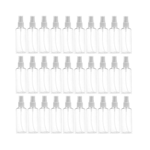 

30pcs transparent empty spray bottles 100ml plastic mini refillable container empty cosmetic containers