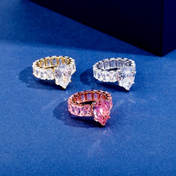 

hip hop water drop cz кольца мода pricess cut полный кубический циркон группа обручальное кольцо engagment перстни для женщин заявление ювел, Slivery;golden