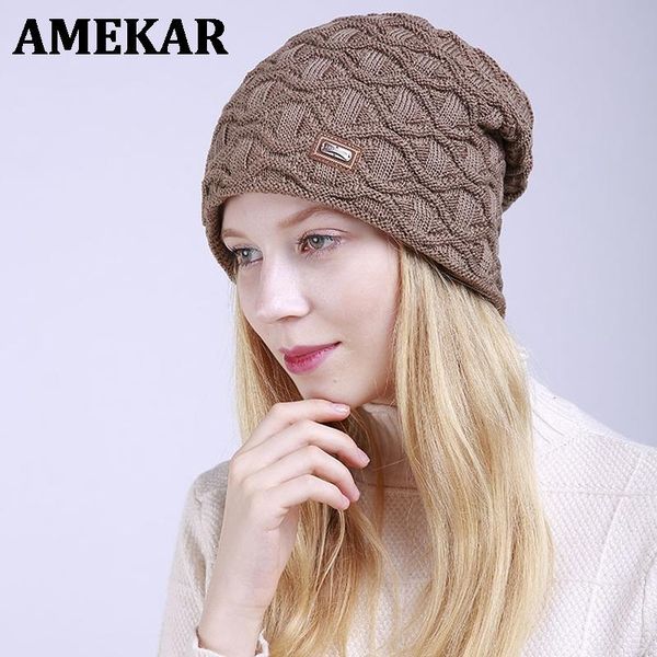 

winter hats for woman hip hop knitted hat women's warm slouchy cap crochet ski beanie hat female soft baggy skullies beanies, Blue;gray