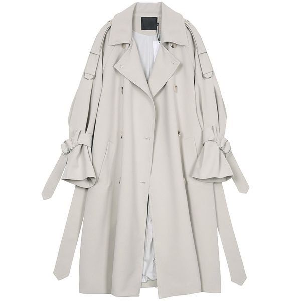

lautaro long trench coat for women raglan sleeve double breasted women clothes korean fashion loose plus size overcoat 7xl 201029, Tan;black