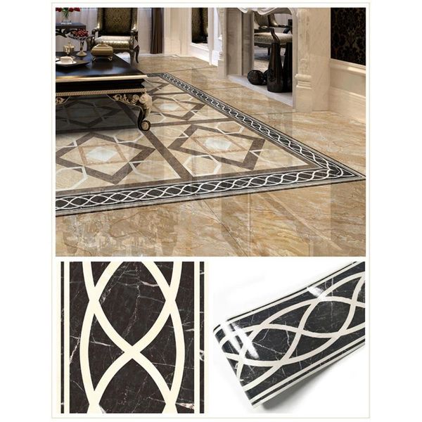 

wall stickers 5m length waterproof sticker baseboard self adhesive waistline border 3d relief rustic tile wallpaper borders #7