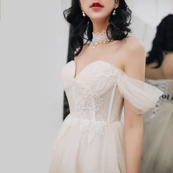 

2021 new off shoulder dressed bride, as bride suknia, robe gq4h, Blue;red