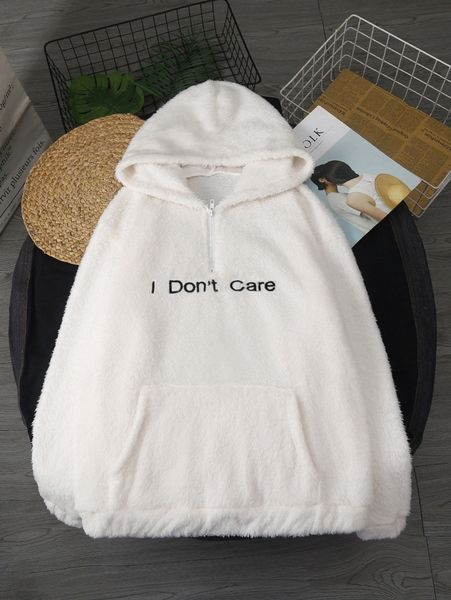 

men quarter zip slogan graphic teddy hoodie r9nn#, Black