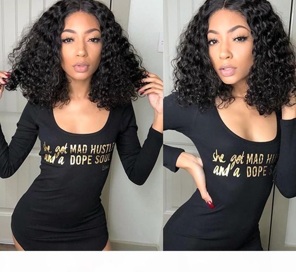 

short bob mongolian curly lace front human hair wig pre plucked deep wave frontal natural water wigs for black women, Black;brown