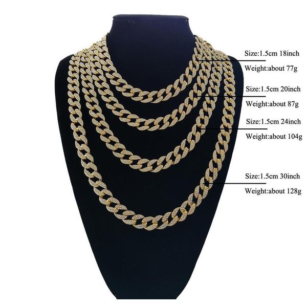 

full diamond cuban necklace 18inch 20inch 24inch 30inch bling jewelry necklace for men iced out miami curb cuban link chain whhwy, Silver
