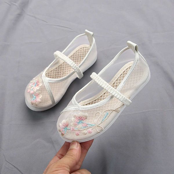 

net children's chine breathable girl's embroidered national sle old beijing hanfu cloth sho summer sandalsbsfd, Black;red