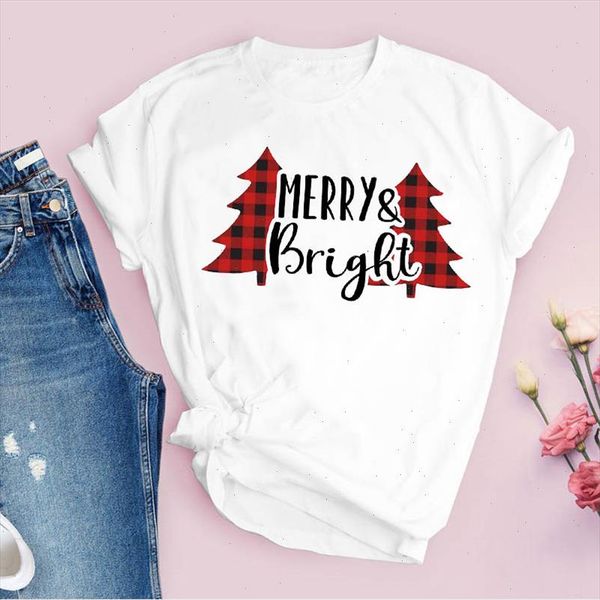 

tees for women print plaid tree cartoon 90s new year merry christmas ladies clothes lady clothing female t shirt t shirt, White