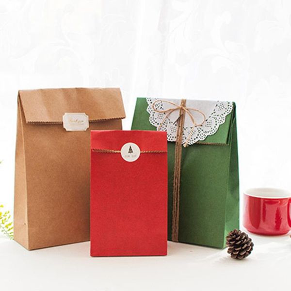 

christmas gift bag candy cookies biscuits bag christmas flat mouth gift storage kraft paper packing bags