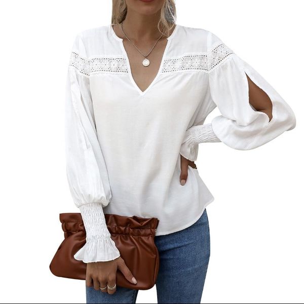 

new arrival 2021 fashion women's clothing long sleeve casual women blouse shirt office lady women blusas shirt, White