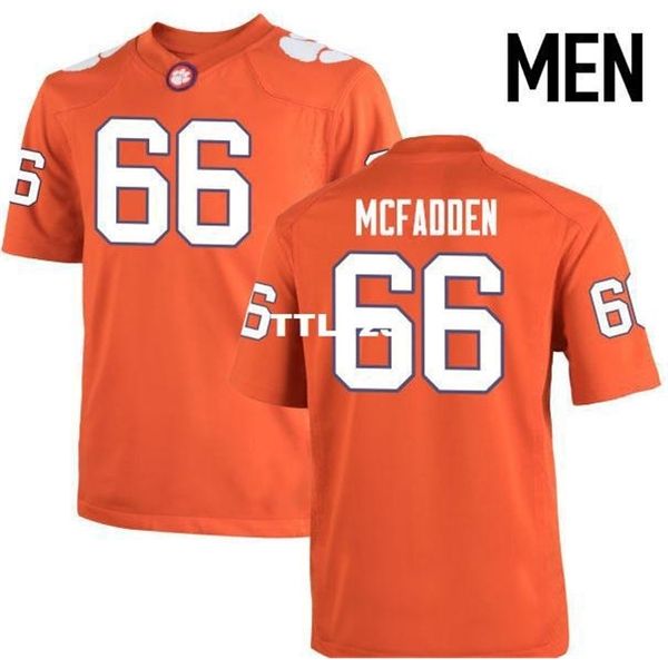 

men clemson tigers banks mcfadden #66 real full embroidery college jersey size s-4xl or custom any name or number jersey, Black