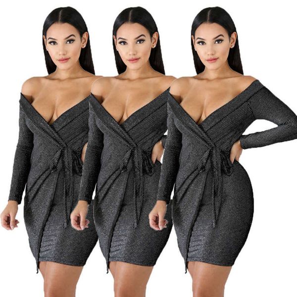 

long nightclub digital print 8030 sleeve thickened one line slant shoulder jumpsuit, Black;gray