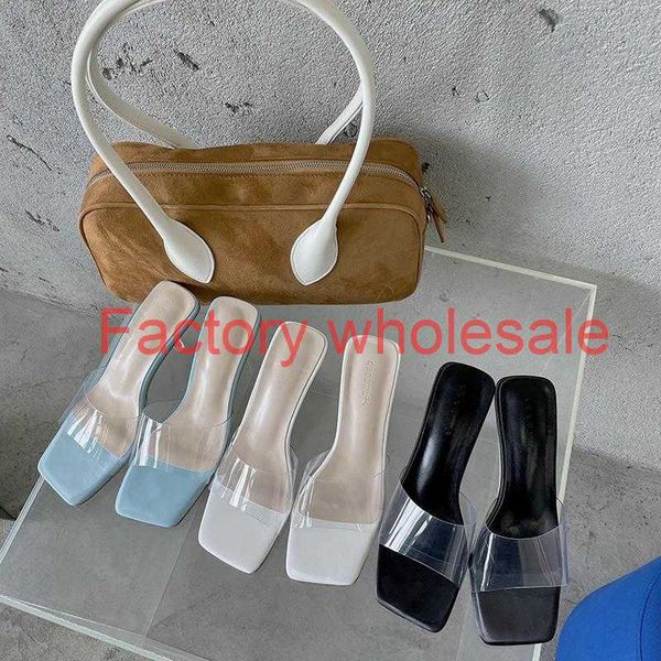 

fashion women slippers transparent slides clear mid heels summer casual pumps party dress shoes blue/black/white size 35-39