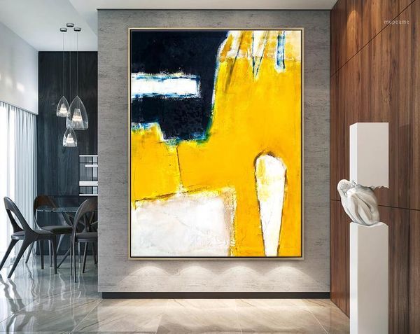 

paintings abstract painting large acrylic canvas wall art yellow minimal expressionism modern on neo1