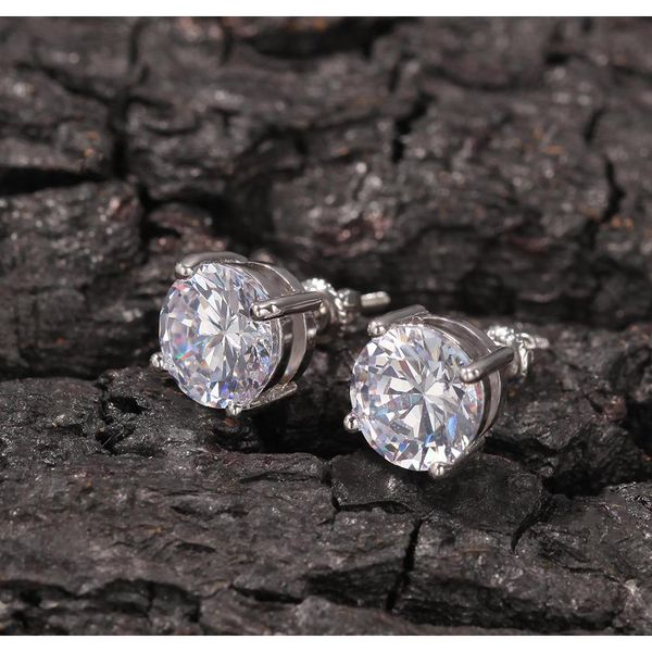 

2020 mens stud earrings jewelry fashion round gold silver simulated diamo sqciwt new_dhbest, Golden;silver