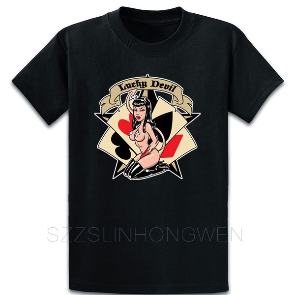 

lucky devil pinup cards round neck pattern anti wrinkle summer style trend short sleeve new style personalized sweatshirt hoodie t shirt
