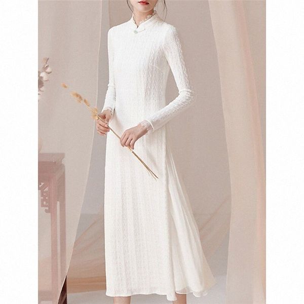 

sheath / column mother of the bride dress vintage high neck ankle length lace long sleeve with solid color 2022 t9ch#, White;black