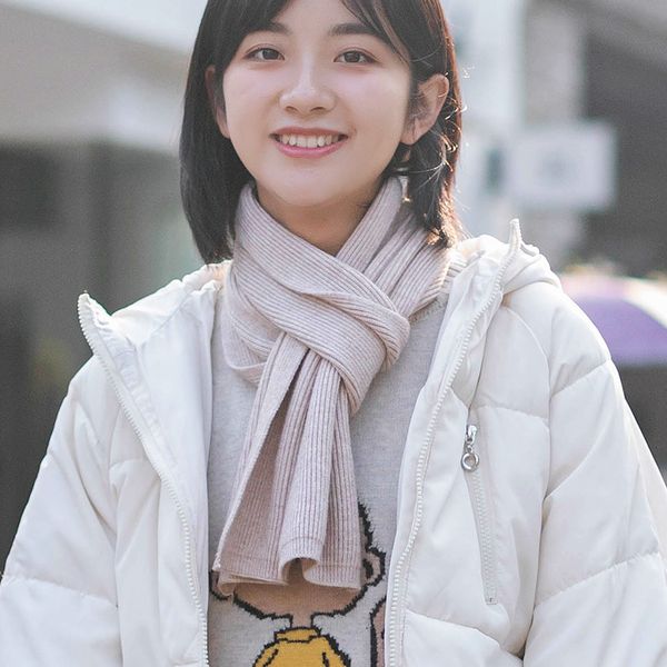 

simple short small scarf for women's winter thickened pure wool knitting chic student's versatile bib, Blue;gray