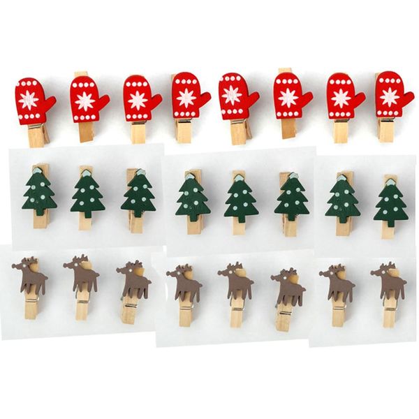 

yoriwoo 24pcs с рождеством деревянные клипы фото стена клип diy рождественская елка украшения для дома детский новый год 2021 wmtrhl