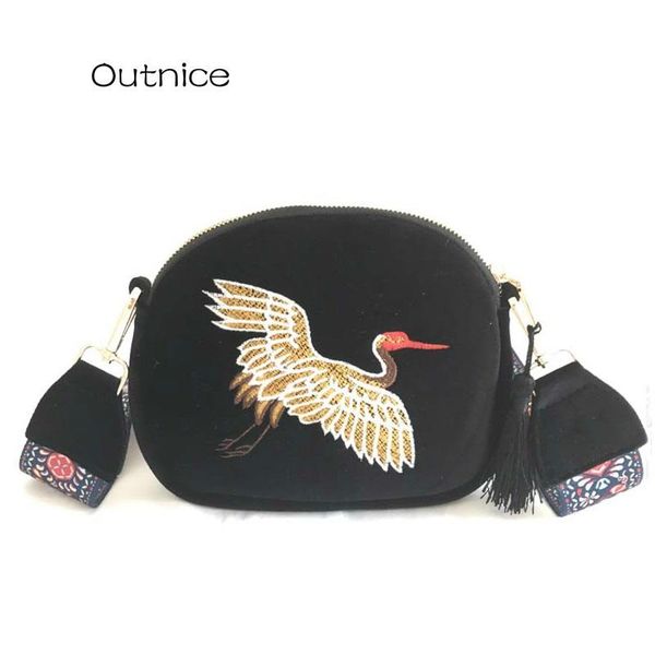 

outnice brand 2020 new vintage embroidery women messenger bags female color hobo style strap shoulder crossbody bag for girl