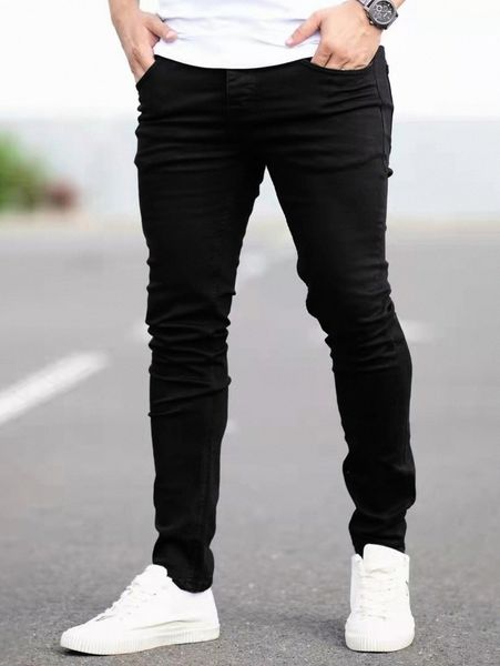 

men solid pockets detail skinny jeans p8cq#, Blue