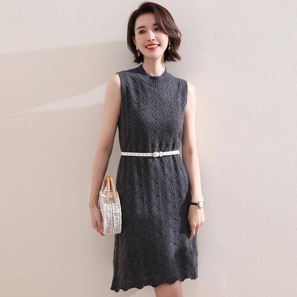 

high-end new 100% cashmere long sweater autumn winter women loose knitted dresses female fashion o-neck solid color pullovers, White;black